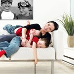 moeder met kinderen foto op canvas pers