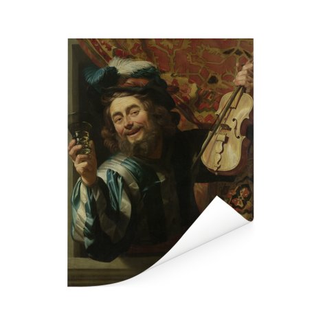 Een vrolijke vioolspeler - Schilderij van Gerard van Honthorst Poster