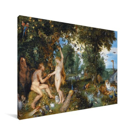 Het aardse paradijs met de zondeval van Adam en Eva - Schilderij van Peter Paul Rubens Canvas