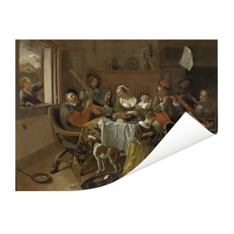 Het vrolijke huisgezin - Schilderij van Jan Steen Poster