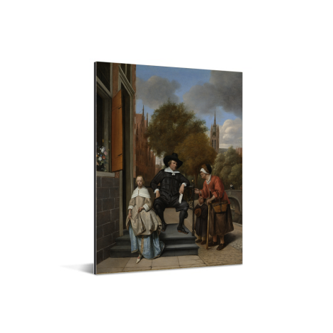 Portret van Adolf en Catharina Croeser aan de Oude Delft - Schilderij van Jan Steen Aluminium