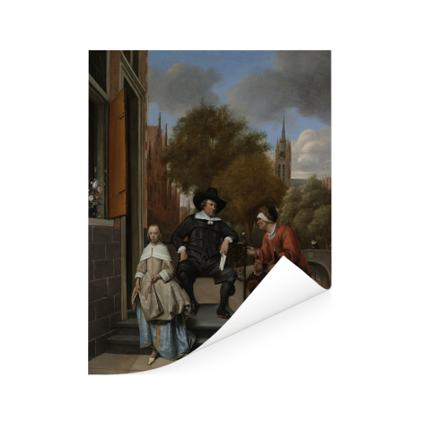 Portret van Adolf en Catharina Croeser aan de Oude Delft - Schilderij van Jan Steen Poster