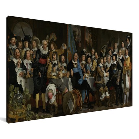 Schuttersmaaltijd ter viering van de Vrede van Munster - Schilderij van Bartholomeus van der Helst Canvas