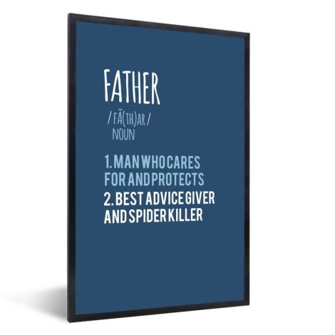 Vaderdag - blauwe print met tekst - Father Fotolijst