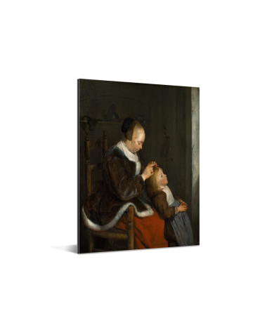 De luizenjacht - Schilderij van Gerard ter Borch Aluminium 