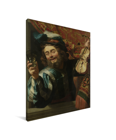 Een vrolijke vioolspeler - Schilderij van Gerard van Honthorst Canvas