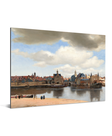 Gezicht op Delft - Schilderij van Johannes Vermeer Aluminium