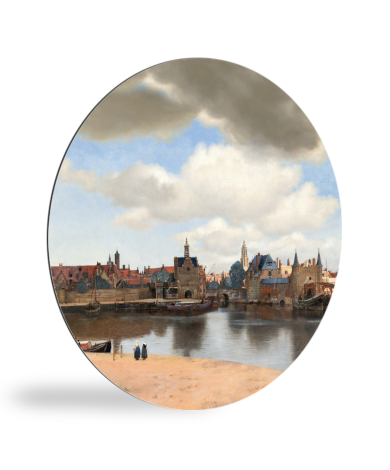 Gezicht op Delft - Schilderij van Johannes Vermeer wandcirkel 