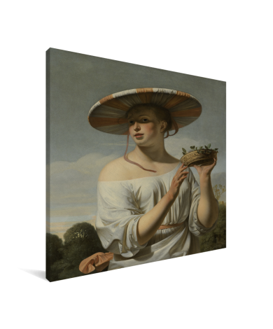 Meisje met een brede hoed - Schilderij van Caesar Boetius van Everdingen Canvas