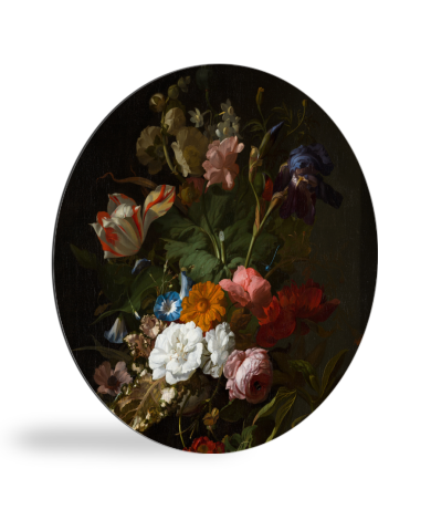 Vaas met bloemen - Schilderij van Rachel Ruysch wandcirkel 