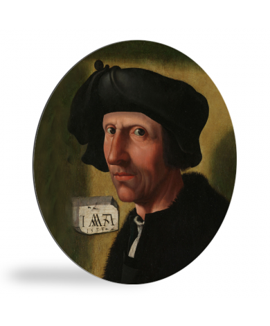 Portret van Jacob Cornelisz van Oostsanen - Schilderij van Jacob Cornelisz van Oostsanen wandcirkel 