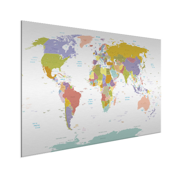 Arthur Citroen kraam Alle landen - pastel aluminium - Wereldkaart op aluminium - Wereldkaart