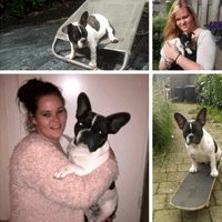 Meisje en hond collage op canvas