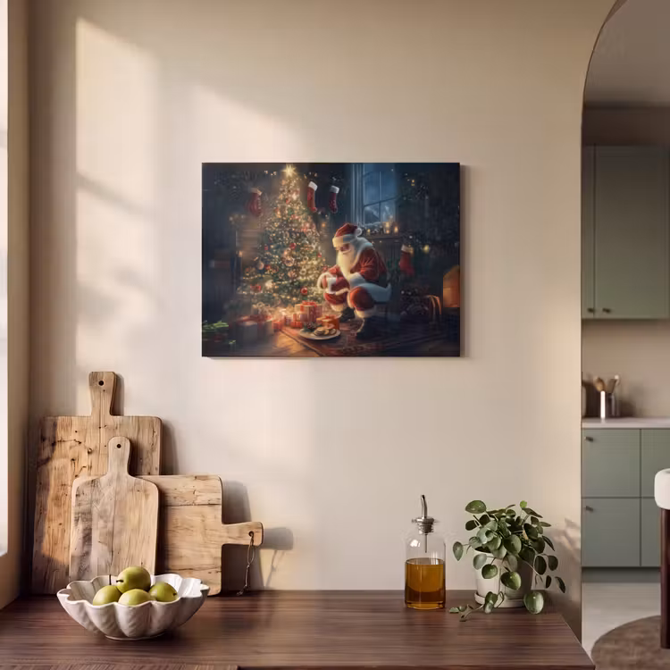 Akoestisch schilderij - Kerstman - Haard - Donker — 3