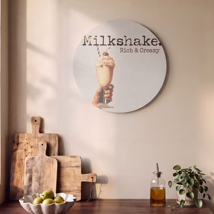 Akoestisch schilderij rond - Milkshake - Kers - Rietje — 4