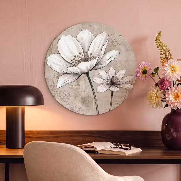 Akoestisch schilderij rond - Modern - Design - Wit — 2