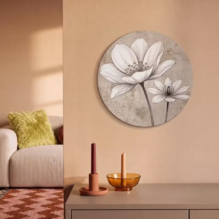 Akoestisch schilderij rond - Modern - Design - Wit — 3