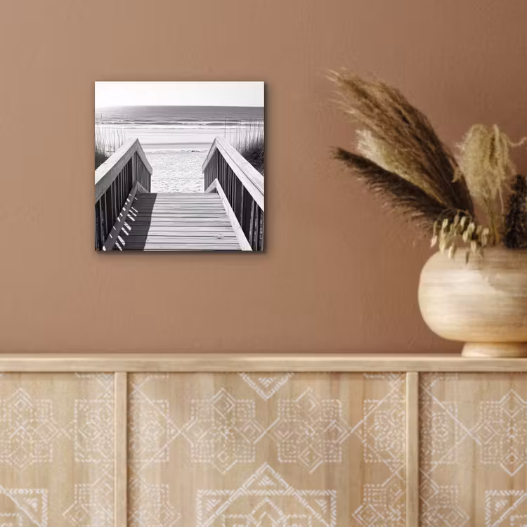 Aluminium schilderij - Loopbrug - Hout - Strand - Zee — 5