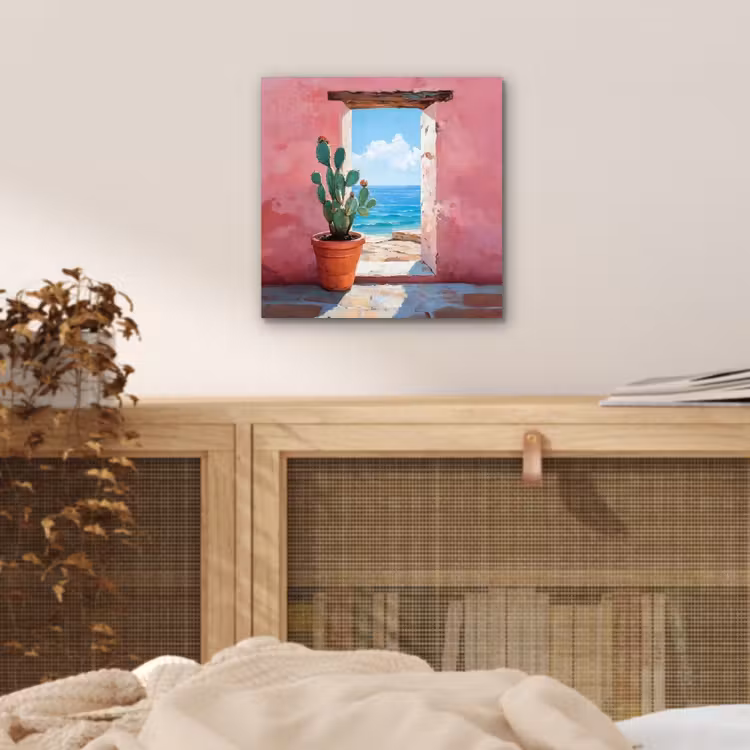 Aluminium schilderij - Zee - Roze - Cactus — 4