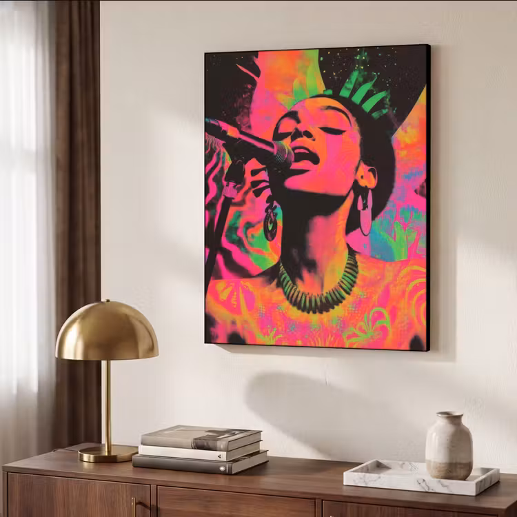 Art Frame - Neon - Vrouw - Microfoon — 6