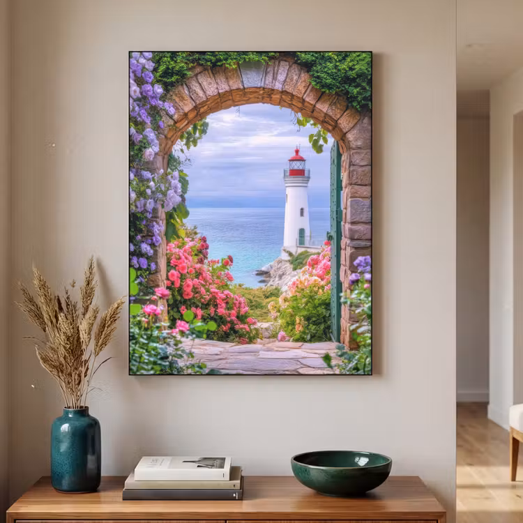 Art Frame - Doorkijk - Vuurtoren - Bloemen - Uitzicht — 2