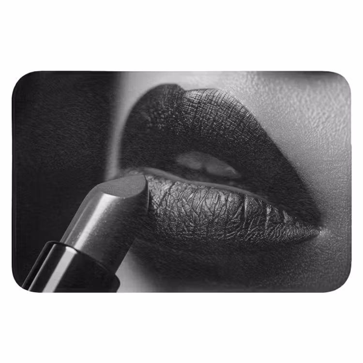 Badmat - Vrouw - Lippenstift - Zwart wit - Make up — 1