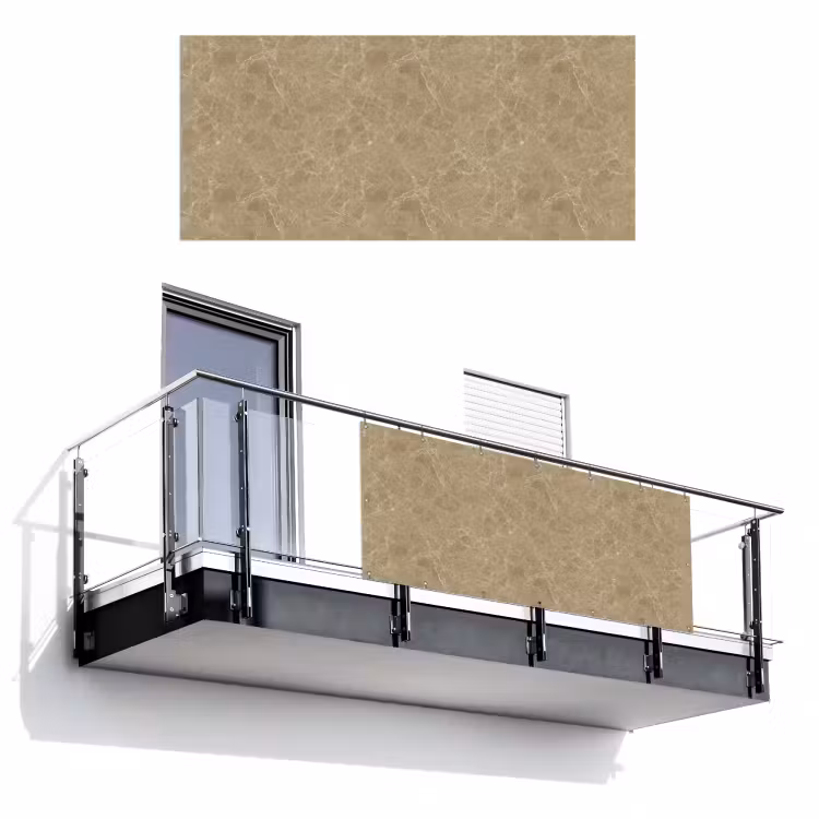 Balkonscherm - Beige - Marmer - Witte aders — 1