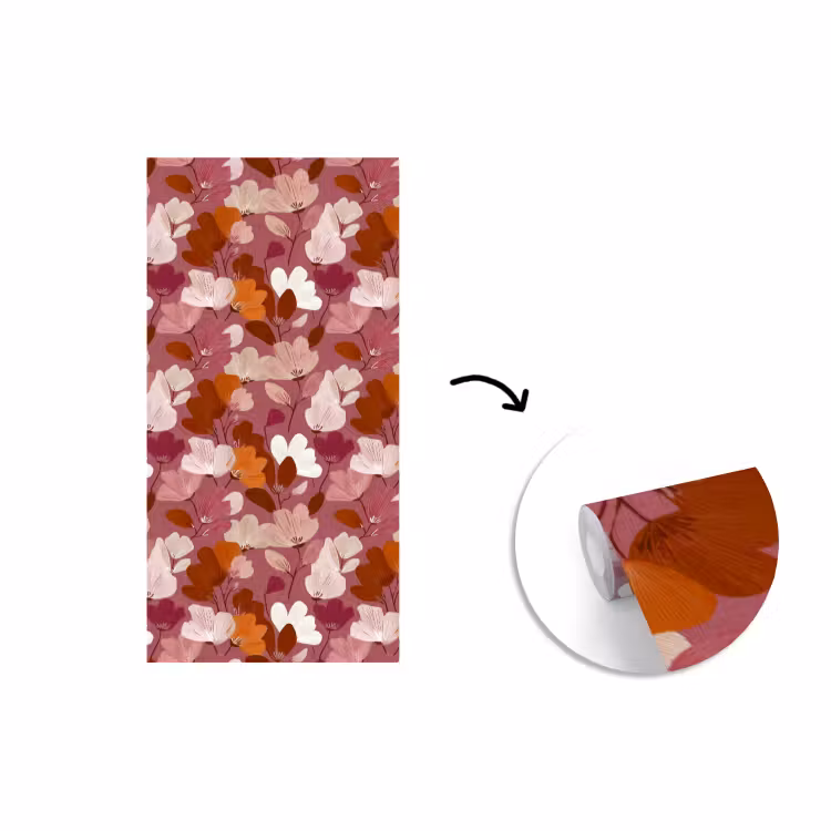 Behang - Bloem - Patroon - Roze — 1