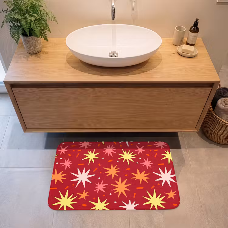 Badmat - Sterren - Speels - Rood — 2