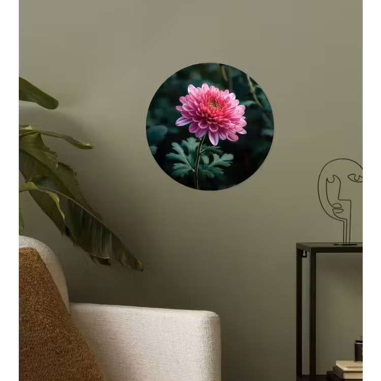 Behangcirkel - Blad - Chrysant - Roze - Schaduw — 3