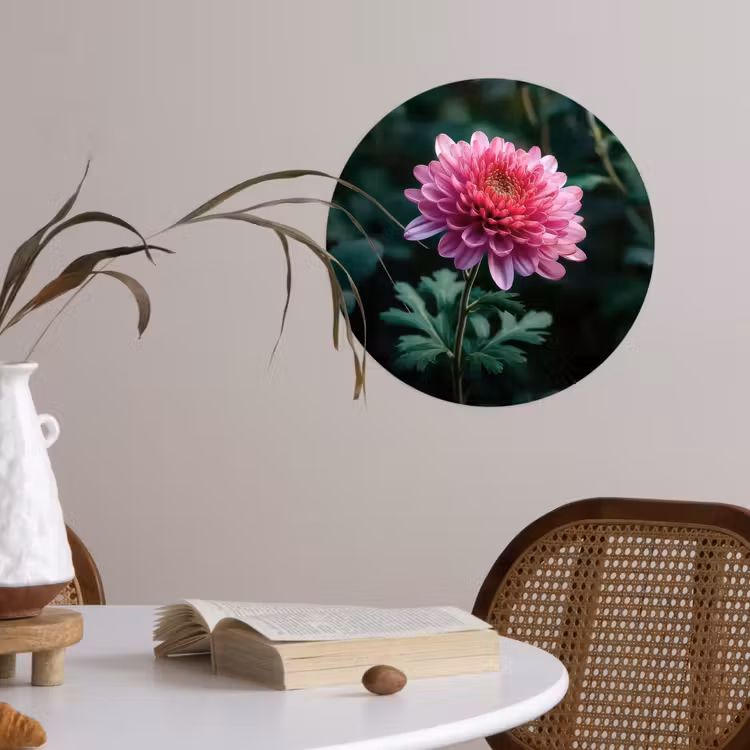 Behangcirkel - Blad - Chrysant - Roze - Schaduw — 4