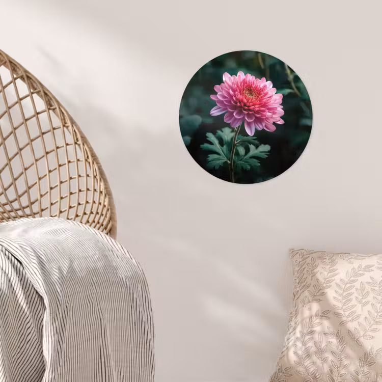 Behangcirkel - Blad - Chrysant - Roze - Schaduw — 5