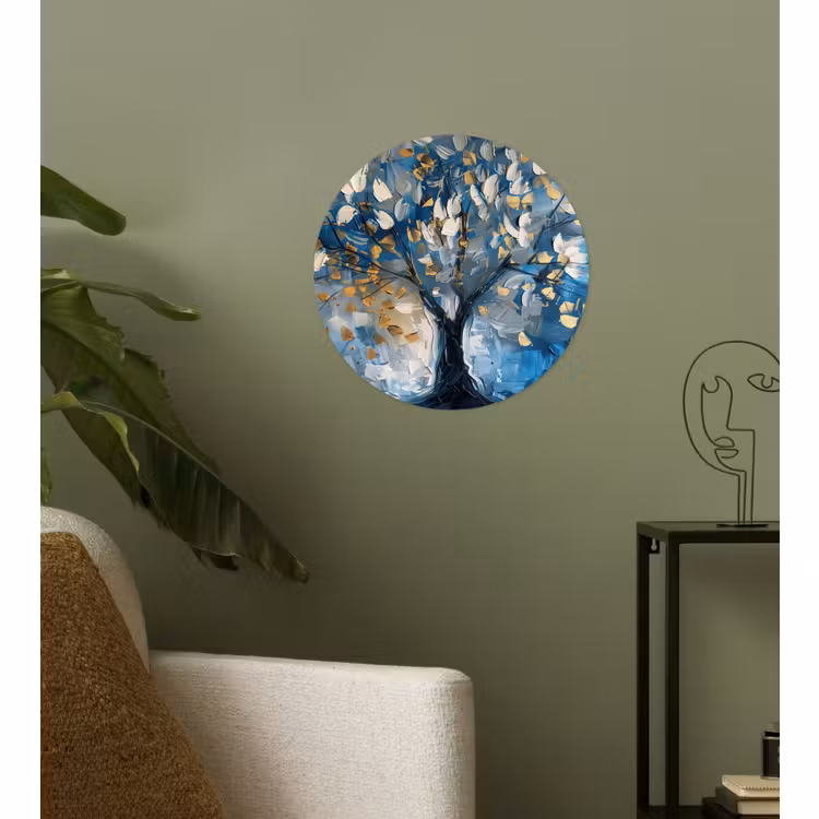 Behangcirkel - Boom - Blauw - Goud - Abstract — 3