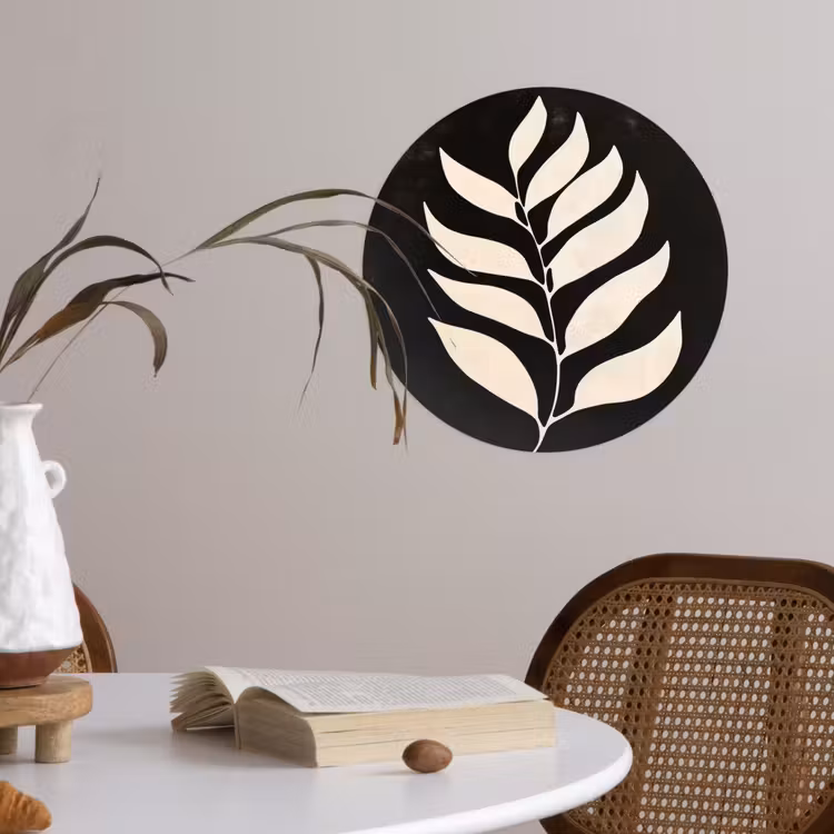 Behangcirkel - Blad - Wit - Minimalistisch — 4