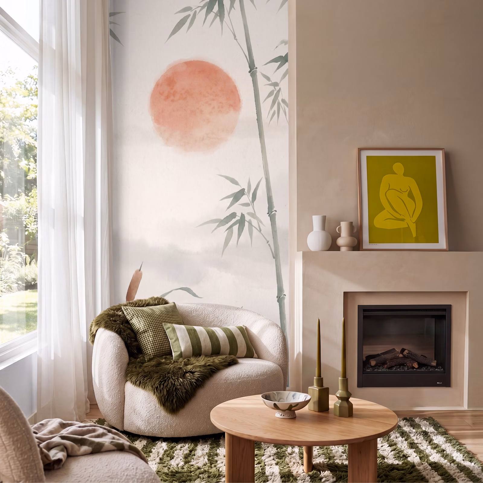 Behang - Minimalistisch - Bamboe - Groen — 1