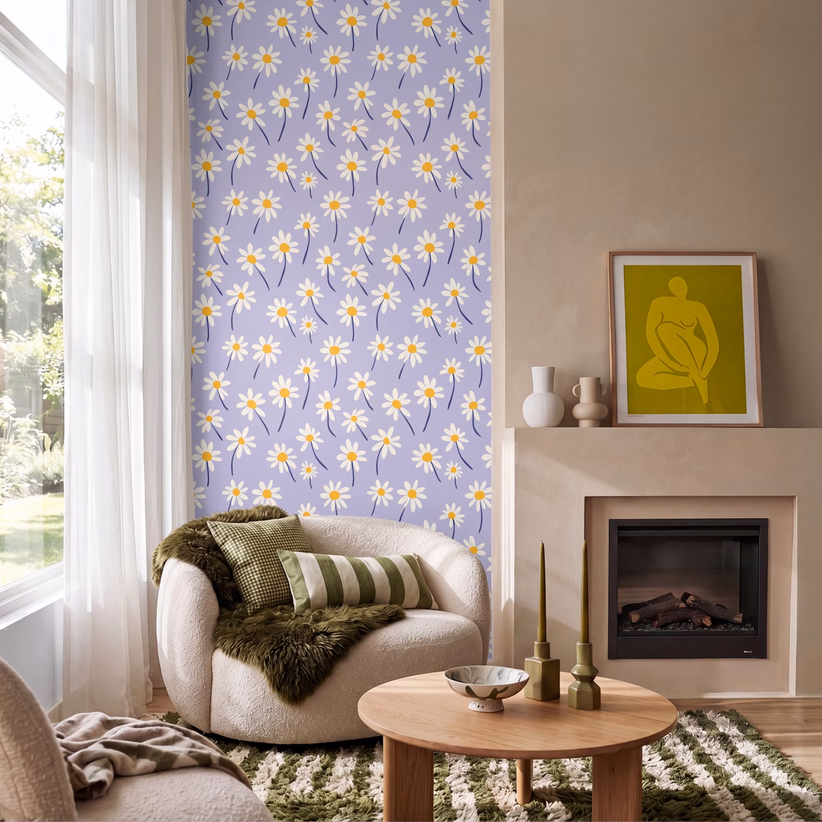 Behang - Modern - Madelief - Paars — 1