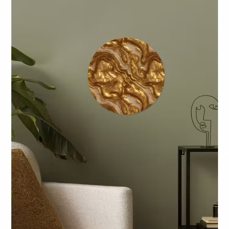 Behangcirkel - Golven - Organisch - Goud - Crème — 3