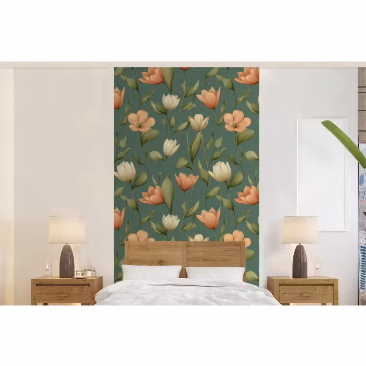 Behang - Tulpen - Botanisch - Groen — 5