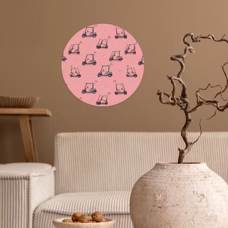 Behangcirkel - Golfkar - Retro - Roze — 2