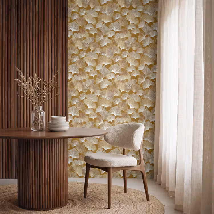 Behang - Ginkgo - Bladeren - Goud — 4
