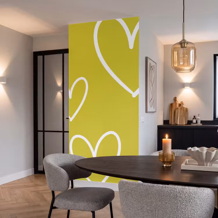 Behang - Groen - Hartjes - Wit — 5
