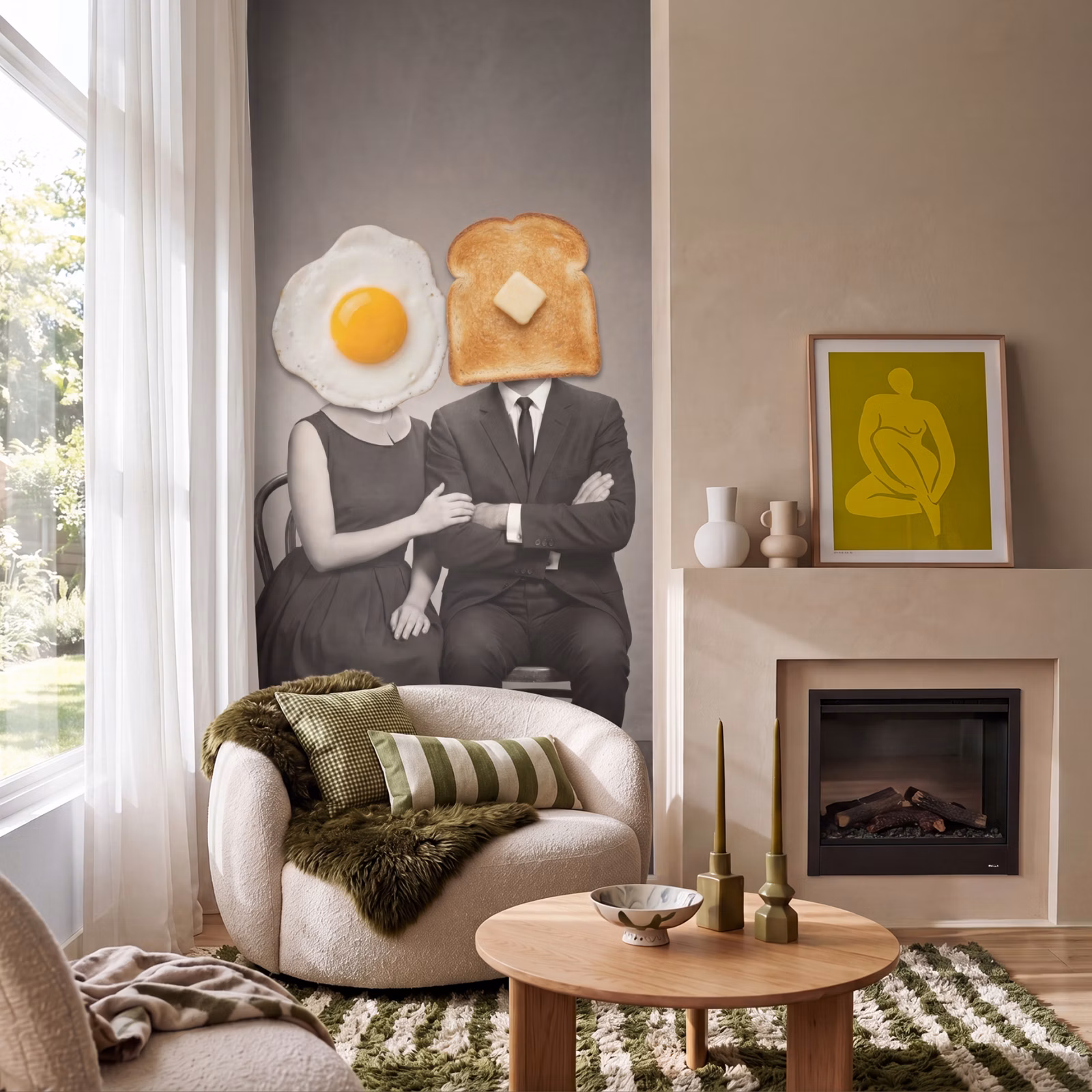 Behang - Ontbijt - Koppel - Ei - Brood — 1