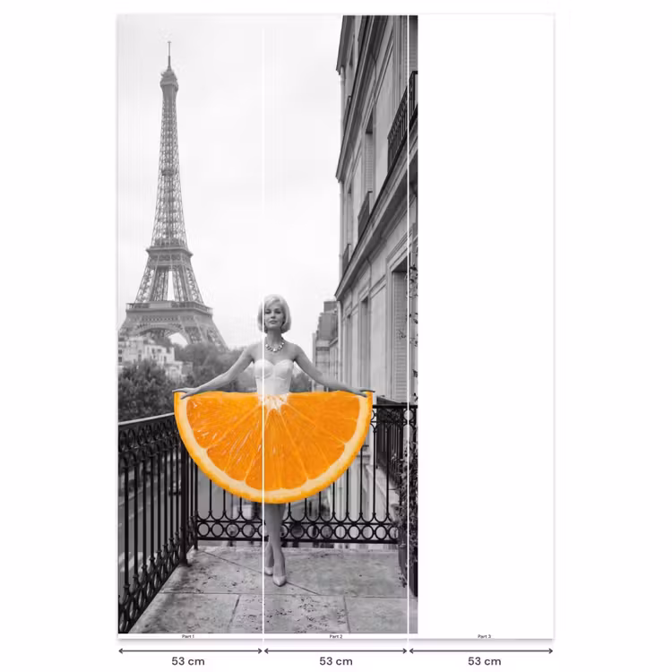 Behang - Sinaasappel - Eiffeltoren - Vrouw — 6