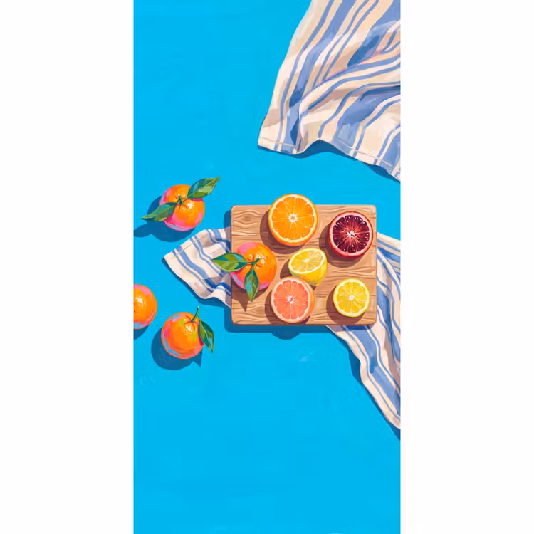 Behang - Fruit - Snijplank - Blauw — 2