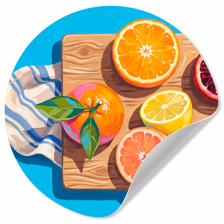 Behangcirkel - Fruit - Snijplank - Blauw — 1
