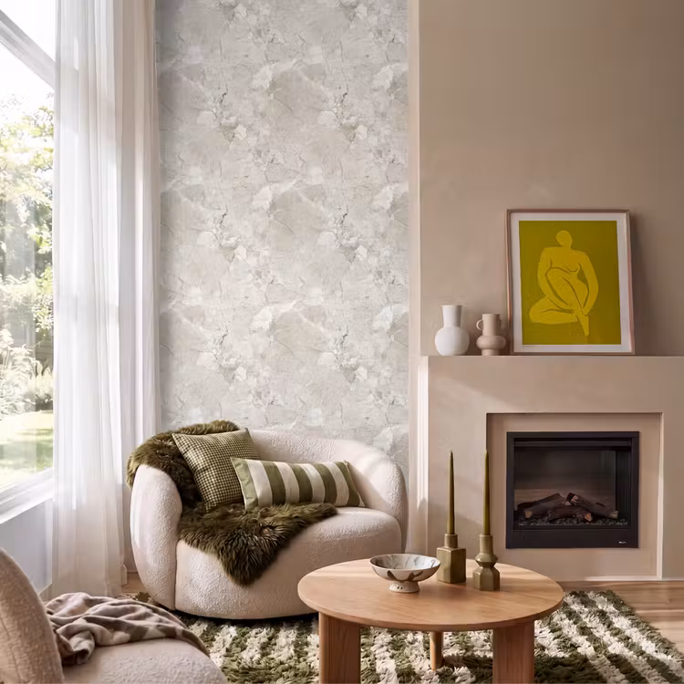 Behang - Marmer - Grijs - Aders — 1