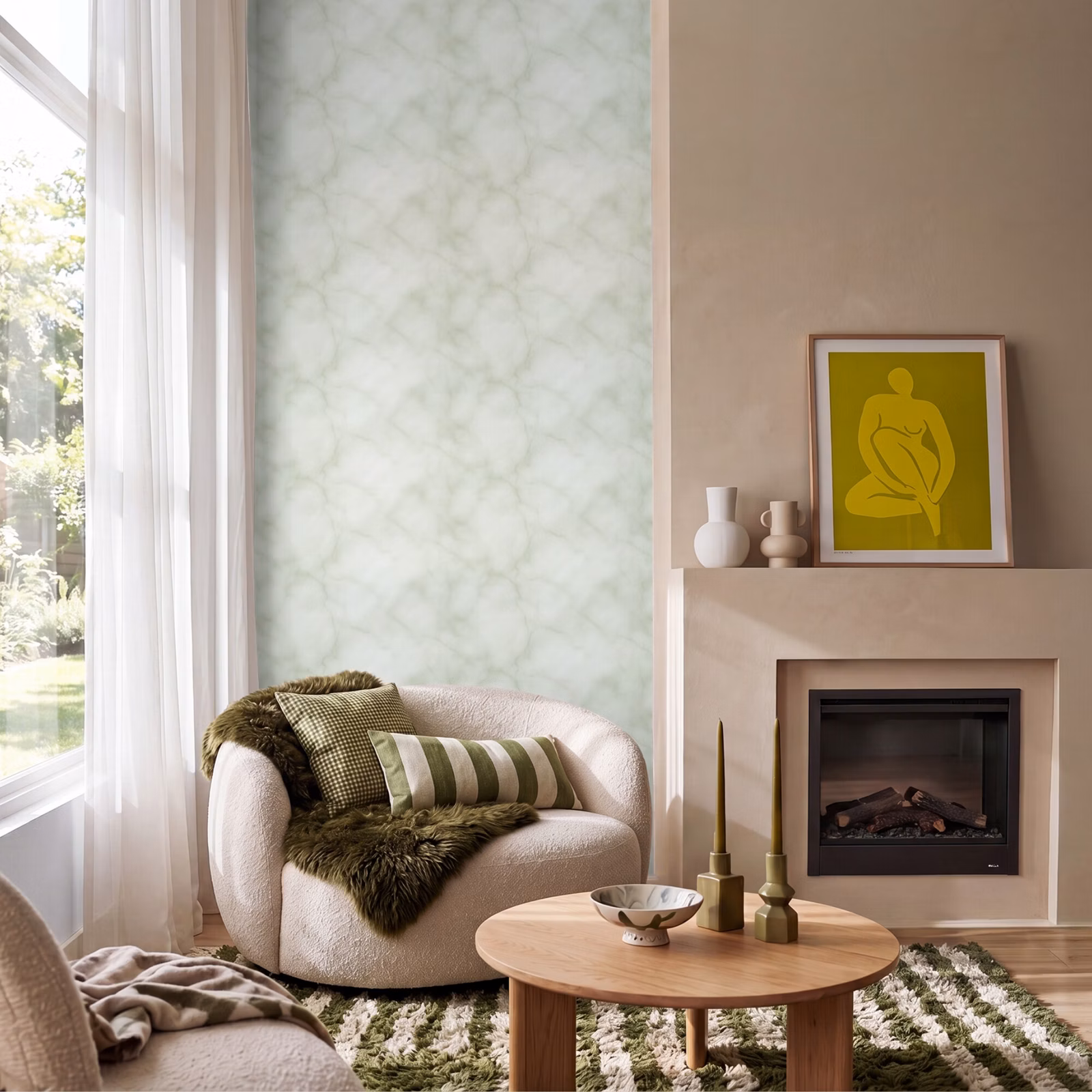 Behang - Groen - Marmer - Aders — 1