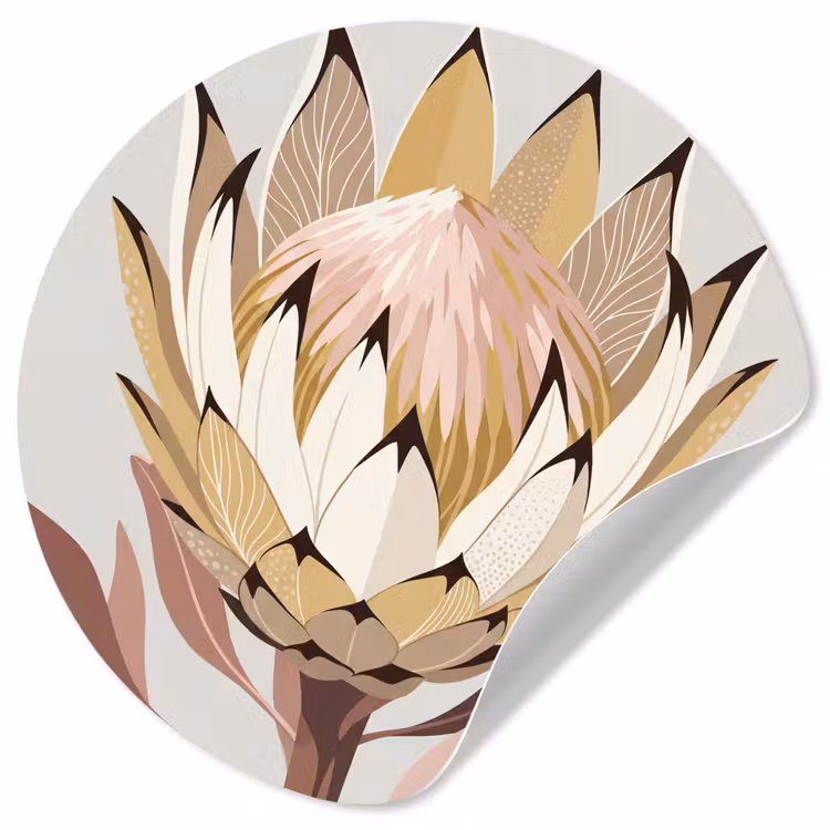 Behangcirkel - Protea - Bloem - Botanisch - Beige — 1