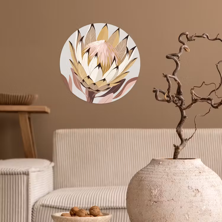 Behangcirkel - Protea - Bloem - Botanisch - Beige — 2