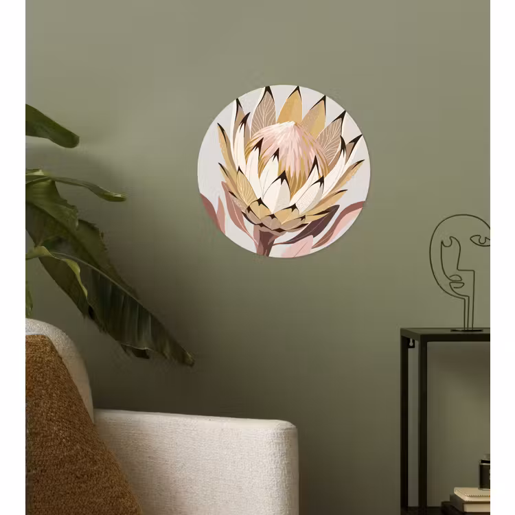 Behangcirkel - Protea - Bloem - Botanisch - Beige — 3
